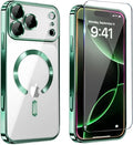 Magnetic Glossy Case for iPhone 17 Pro,iPhone 17Pro Phone Case Slim Clear Luxury with Screen Protector & Camera Protector [Compatible with MagSafe], Shockproof Cover for iPhone Pro 17-Green by Unknown