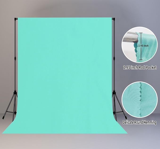 Turquoise Photography Backdrop for Photoshoot, Fabric 8x10ft | Polyester Studio Photo Backgrounds, Non Reflective, Easy to Hang, for Portrait Shoot, Product, Party Decor, Video Creation - Image 2