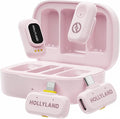 Hollyland Lark A1 Wireless Mini Microphone for iPhone & Android, 48kHz/24-bit, 3-Level Intelligent Noise Cancel, Microphone for YouTube, Podcast, Vlogging (Pink, 2TX + 2RX + Charging Case) by Hollyland