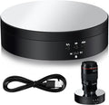 Hicarer 360 Rotating Motorized Display Turntable USB Powered, Black, Mirror | Motorized Turntable for Photography Product Shows, Electric Lazy Susan with Speed Control, USB Power Cable Included by Hicarer