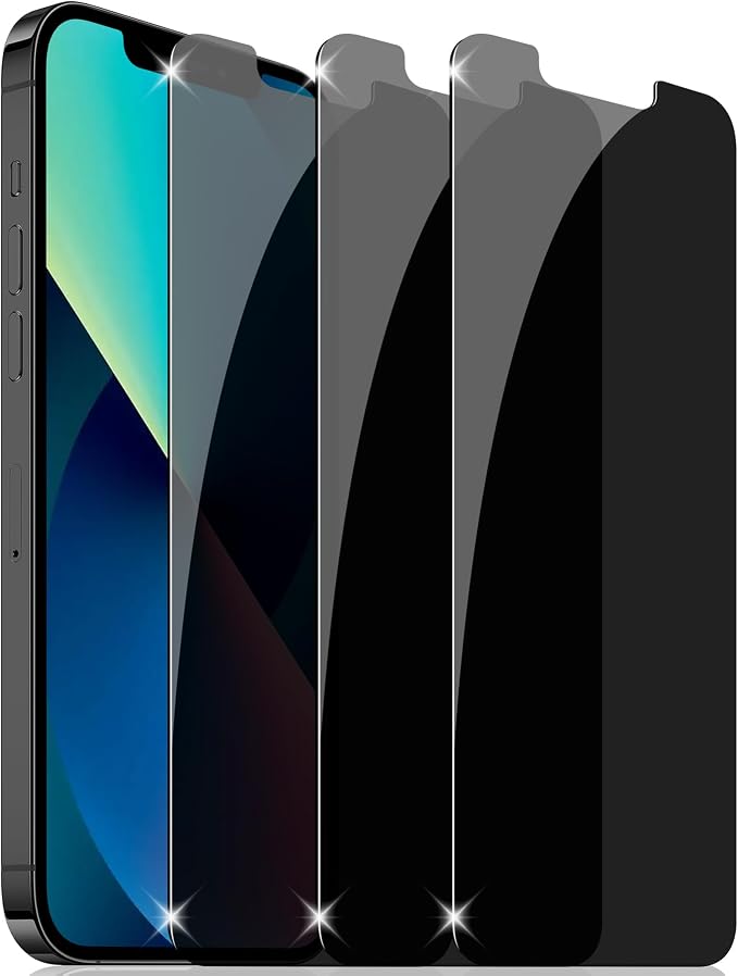 YMHML 3 Pack Privacy Screen Protector for iPhone 16e/14/13/13 Pro | Tempered Glass, 6.7 Inch, Anti Spy, Private, Shatterproof, Case Friendly Film, Easy Installation Tool, Anti-Scratch by YMHML