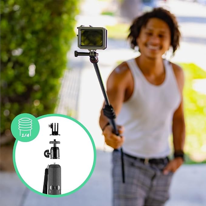 Joby Compact Monopod 2-in-1, Camera/Action Cam with Ball Head, Universal ¼-20” Mount, Swivel Mount Compatible with GoPro, DSLR, Mirrorless Camera, Colour: Black - Image 5