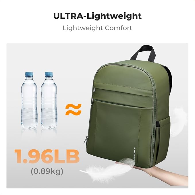 K&F CONCEPT Camera Backpack, DSLR/SLR/Mirrorless Photography Camera Bag | 14in Laptop Compartment & Rain Cover, 600D Fabric for Travel & Daily, Men & Women, Dual-Mode Detachable Dividers, Green, B19 - Image 2
