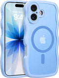 BENTOBEN Magnetic for iPhone 17 Case, Cute Wavy Full Camera Protection [Compatible with MagSafe] Translucent Matte Anti-Slip Bumper Women Girls Boys Protective Cover for 17 6.3", Light Blue by BENTOBEN
