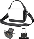 Cwatcun Camera Shoulder Bag, Waterproof Crossbody Case, Compact Photography Backpack, Compatible with Canon/Nikon/Sony/Fuji DSLR/SLR/Mirrorless Camera, Lens and Accessories, White by FocusonCameraBag
