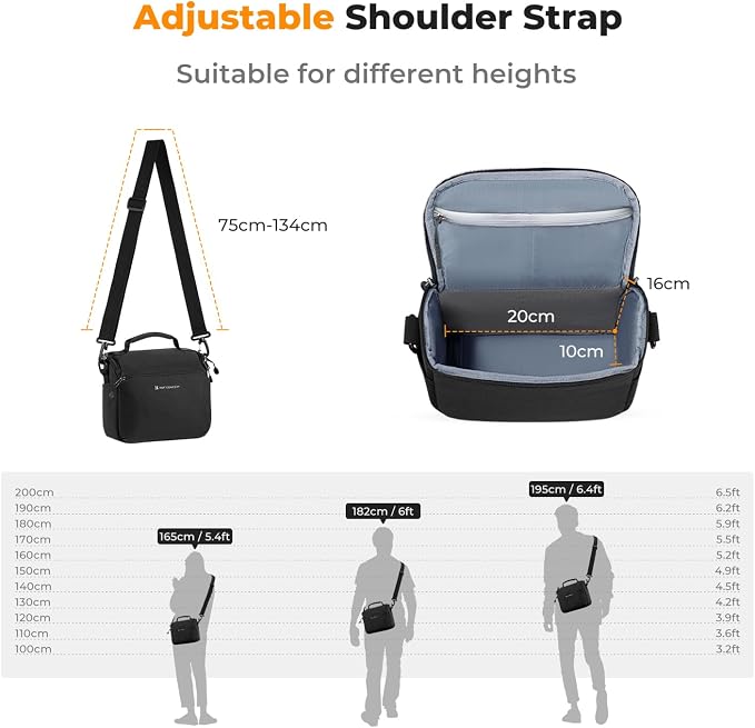 K&F CONCEPT Camera Sling Bag Small Crossbody Case | For DSLR/SLR Camera, Cute & Compact, Shoulder Photography Bags, Compatible for Canon/Nikon/Sony, BS09 - Image 6