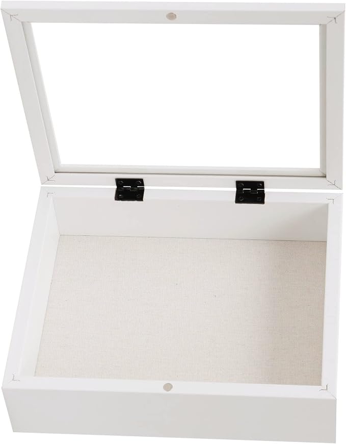 Muzilife 8x10 Shadow Box Wood Picture Frame, 2.16 Deep, Real Glass, White | FSC-Wood, Magnetic Door, Linen Interior & Pins, Vertical, Horizontal Wall Hanging, Display Case Frame for Photos & Keepsakes - Image 5