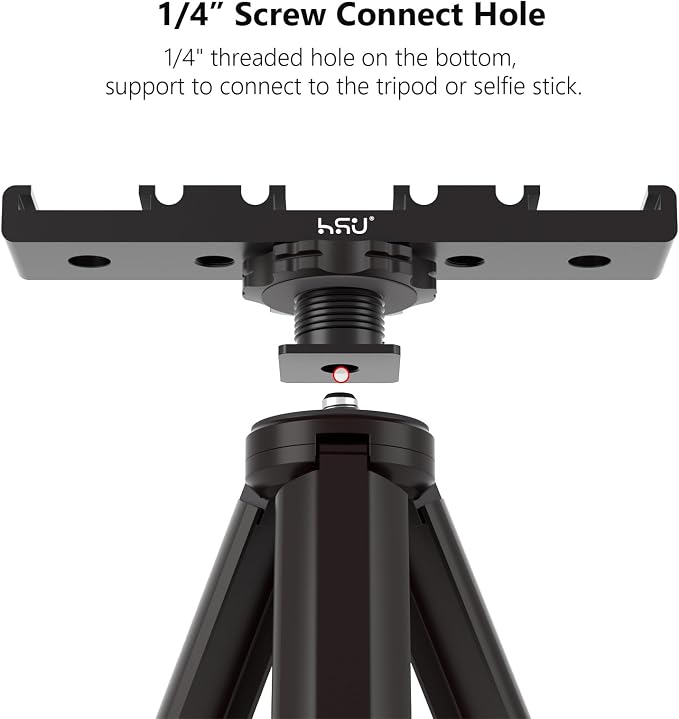 HSU Cold Shoe Mount Bracket, Triple-Head Hot Shoe Mount, 1/4 Screw Port, Aluminum Cold Shoe Plate Adapter with Cable Slot Bayonet for Microphone, Led Video Light, Monitor - Image 6