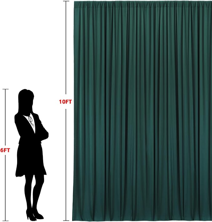 20x10ft Wrinkle Free Hunter Green Backdrop Curtain for Parties Soft Fabric Drapes Wedding Dark Green Curtain Backdrop for Birthday Party Decorations Background for Photography 5x10ft,4 Panels - Image 6