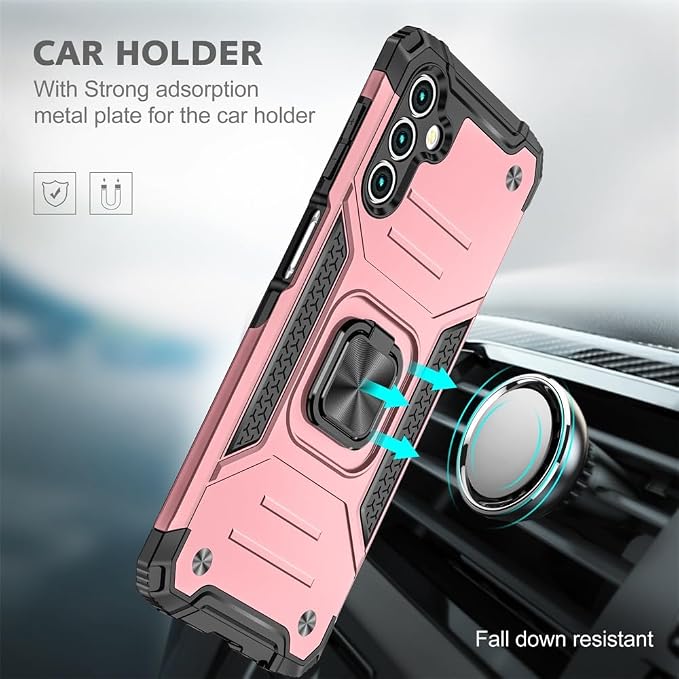 HNHYGETE for Samsung A13 5G Case, Galaxy A13 5G Case with Screen Protector, 360°Military Grade Rotatable Kickstand (Heavy Duty) Protective Cases for Samsung Galaxy A13 5G (Rose Gold) - Image 6