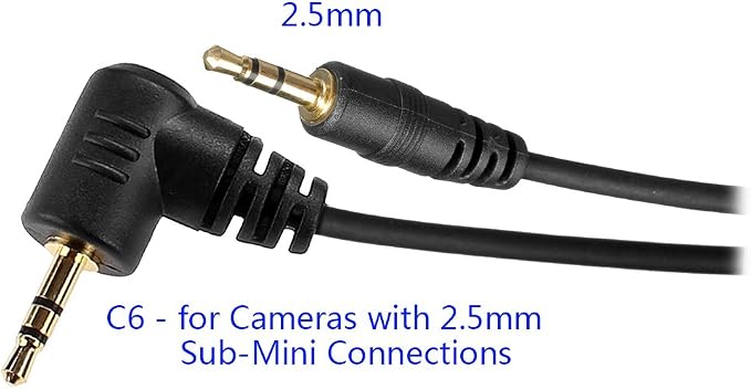 PHOLSY 2.5mm C6 Off-Camera Remote Cable Compatible with Canon Olympus Fuji | Compatible with Canon RP R6 Ra 90D 250D 200D 850D; Olympus E-M1X E-M1 II E-M1 III; Fuji GFX100 GFX50R XT3 XT4 XT30 X-Pro3 - Image 2