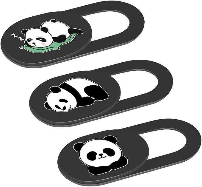 Laptop Camera Cover Slide, 0.02 Inch Ultra Thin Cute Panda Camera Cover for MacBook Pro Laptops Smartphone Mac PC Tablets for Echo Spot Show, Webcam Cover Protecting Your Visual Privacy (Panda-Black) by HKDGYHON