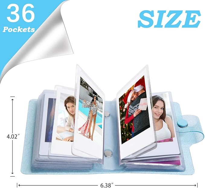 Ruibytree 2 Pack Small Photo Album 2x3 for Fujifilm Instax Mini, Blue | 72 Instant Photo Capacity, Portable Size, Acid-Free Pages, Snap Closure, Fits Polaroid 2x3 Prints, Carry Favorite Memories - Image 3