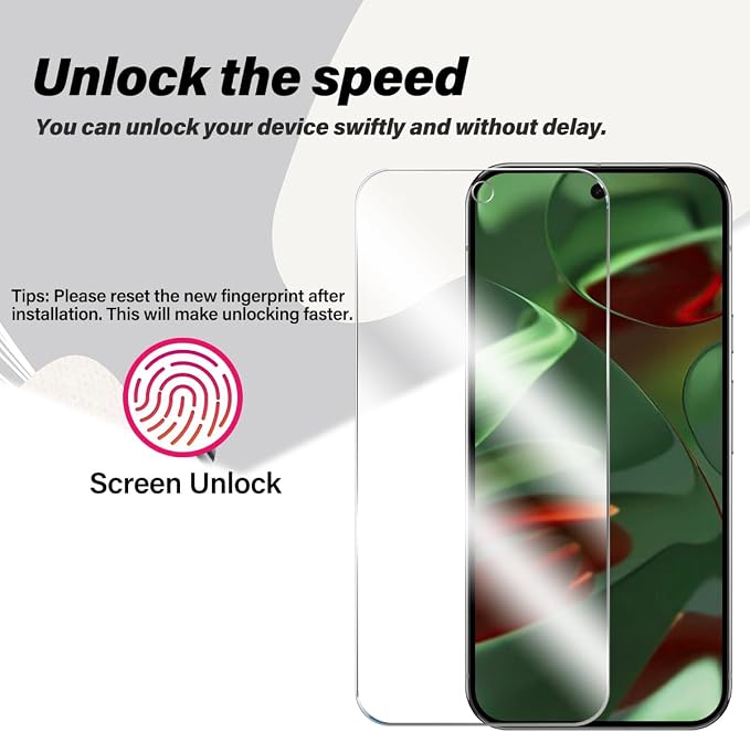 BIGFACE for Pixel 9 Pro Tempered Glass Screen Protector + Camera Lens Protector [ 2 + 2 Pack ][Ultrasonic Fingerprint Unlock] [Anti-Scratch] [Case Friendly] Clear HD Protective Film for Pixel 9 Pro 5G - Image 3