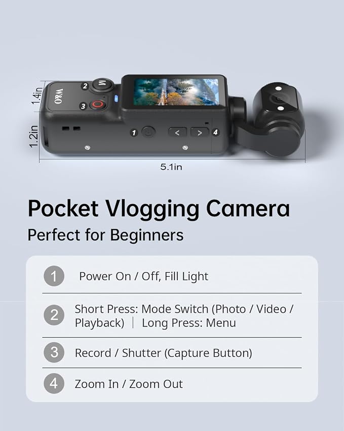 Vlogging Camera, Mini Camcorder, Portable Handheld Video Camera | Mini camcorder with 180° rotating lens, 7-hour battery, 32GB card, one-button recording for travel and daily moments - Image 8
