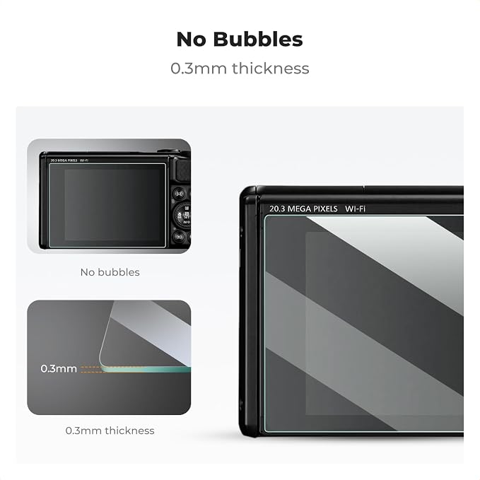 K&F CONCEPT 3 Pack Screen Protector Compatible with Canon SX740 Camera | Ultra Clear Tempered Glass Screen Protector Anti Scratch Bubble Free Ultra Resistant PF04 - Image 4