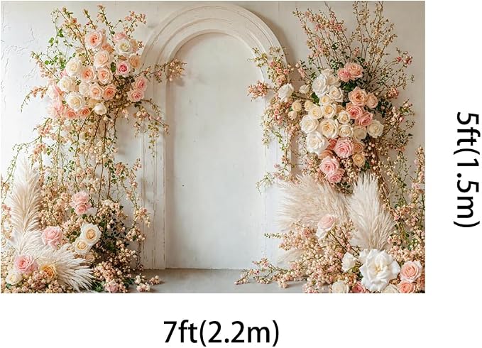 Kate 7x5ft Spring Pink Flowers Backdrops for Photography Vintage | White Wall Background Children Birthday Party Decoration Backdrop - Image 2