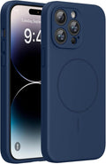 miracase Magnetic for iPhone 14 Pro Max Case, [Soft Anti-Scratch Microfiber Lining], Compatible with MagSafe, Silicone Shockproof Protection Phone Case for iPhone 14 Pro Max,Dark Blue by Miracase