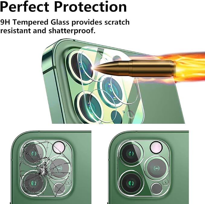 3PCS Rear Back Camera Lens Protector Tempered Glass for iPhone 13 Pro/13 Pro Max - HD Clear Full Coverage Guard - Image 3