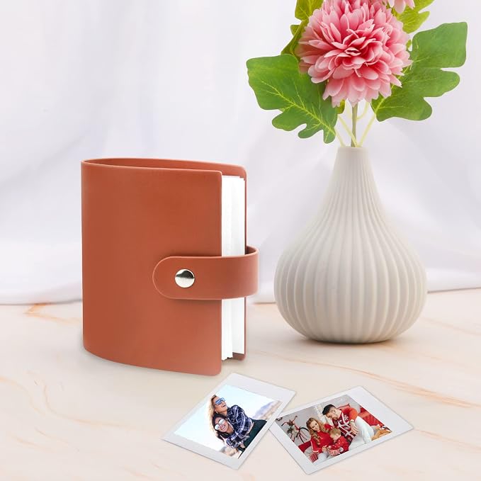 Ruibytree 52 Pockets Small Photo Album 2x3 for Instax Mini, Brown, 1 Pack | Pocket-Size, PU Leather Cover, Snap Closure, Acid-Free Pages, Fits Polaroid 2x3 Photos, Kodak Mini Prints & ZINK Photos - Image 7