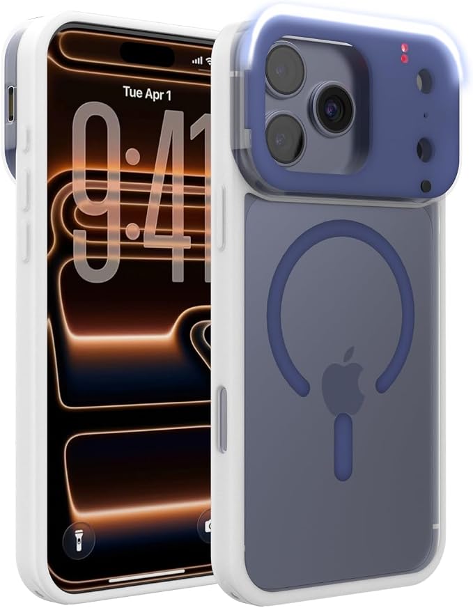 tesha Selfie Light Case for iPhone 17 Pro Max, MagSafe, Camera Detector | 2-Level LED Brightness, IR Hidden Camera Scanner, Drop Protection, Rechargeable Light Up Cover, No APP Needed for Video Vlog by tesha