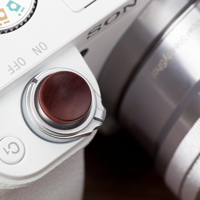 VKO Wood Soft Shutter Release Button Sticker (Wood Grain Random) | Compatible with Sony A7RIII A7II A7III A7RII RX100 V IV III II A6000 A6300 A6400 X-T100 X-T1 10.5mm Concave Surface Red - Image 4