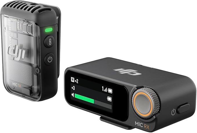 DJI Mic 2 (1 TX + 1 RX), Wireless Mic with Intelligent Noise Cancelling | 32-bit Float Internal Recording, Optimized Sound, 250m (820 ft.) Range, Microphone for iphone, Android, Camera, Vlogs by Unknown