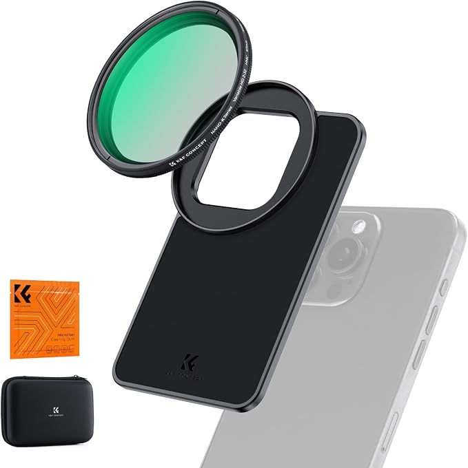 K&F CONCEPT 6.7inch Lens Filter Mount Adapter with 67mm ND2-32 Filter | Magnetic, Compatible with iPhone 16/15/14/13/12 Pro Max, 16/15/14 Plus, FA201 by KFCONCEPT