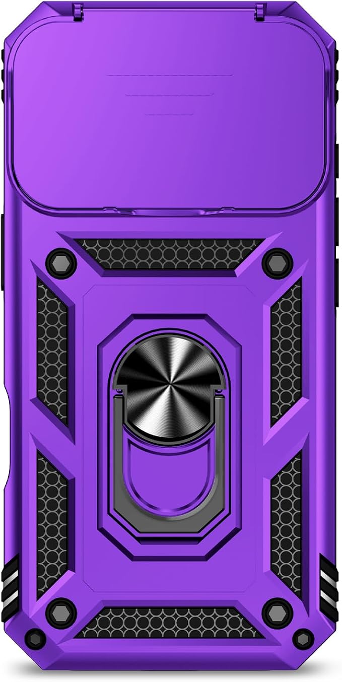 SunStory Phone Case for iPhone 17 Pro Case with HD Screen Protector & Slide Camera Cover & Rotated Ring Kickstand, [Military-Grade] Phone Case for iPhone 17 Pro, Purple - Image 9