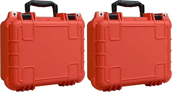 Jack Boss 14x 11.5x 6.5 Inch Hard Case, Portable Weather Waterproof Protective Camera Case with Customizable Foam, Fit Use of Drones, Camera, Equipments, Orange (Pack of 2) by JACKBOSS