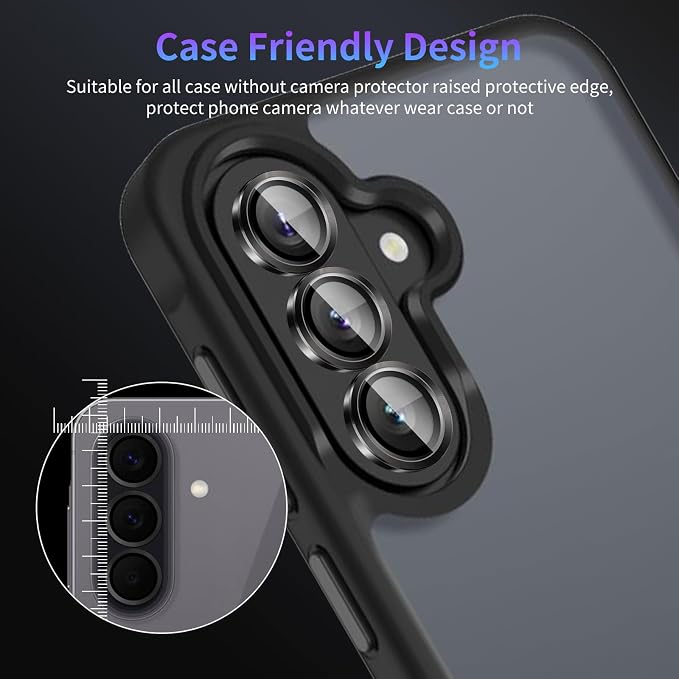 Camera Lens Protector for Samsung Galaxy A57/A37 5G,1 Pack | Tempered Metal Glass Camera Cover Film,HD Clear,Anti-Scratch Lens Screen Protector Film,Case Friendly,Black Titanium - Image 7
