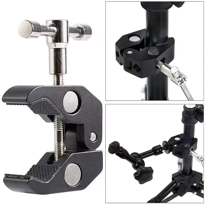 REFLEX CAMERA Super Clamp with 1/4" and 3/8" Thread Ideal Magic arm clamp with Rotary Handle for Photography, Tripod, Lights, Umberellas, DSLR Cameras, Shelves, Rods, Light Stands - Fully Adjustable - Image 8