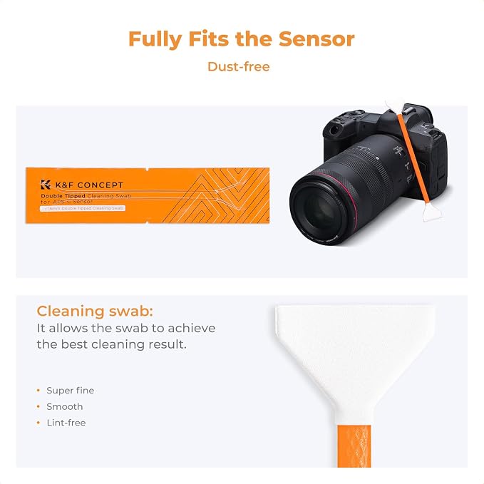 K&F CONCEPT Double-Tipped APS-C Sensor Cleaning Kit with Sensor Cleaner | 16mm Sensor SwabsX10,New Dual-Head Design, Vacuum Sealed,20ML Gentle Cleaner,Precision Cleaning,for Nikon Canon Clean,MC04 - Image 4