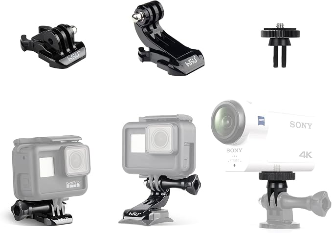 HSU Basic Adapter Grab Bag for GoPro (13pcs) | Including Quick Release Buckle, J-Hook Buckle, 3-Way Pivot Arms, Tripod Mount, Curved Extension Arm and Thumbscrews - Image 5