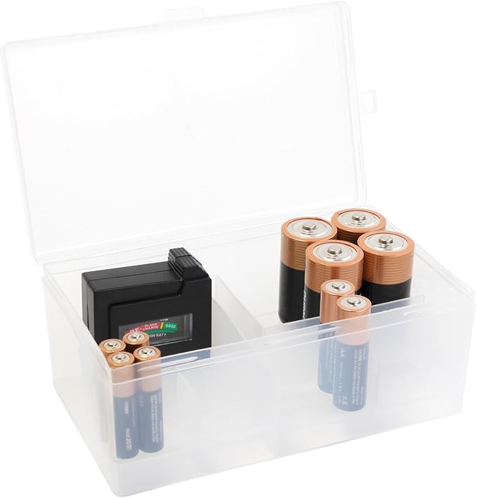 Dial Industries Battery Organizer Case with Tester for 12 AAA 12 AA 6C 4D | Built in gauge checks charge before use, Keeps loose batteries sorted by size, Great for drawers, closets or garages - Image 4