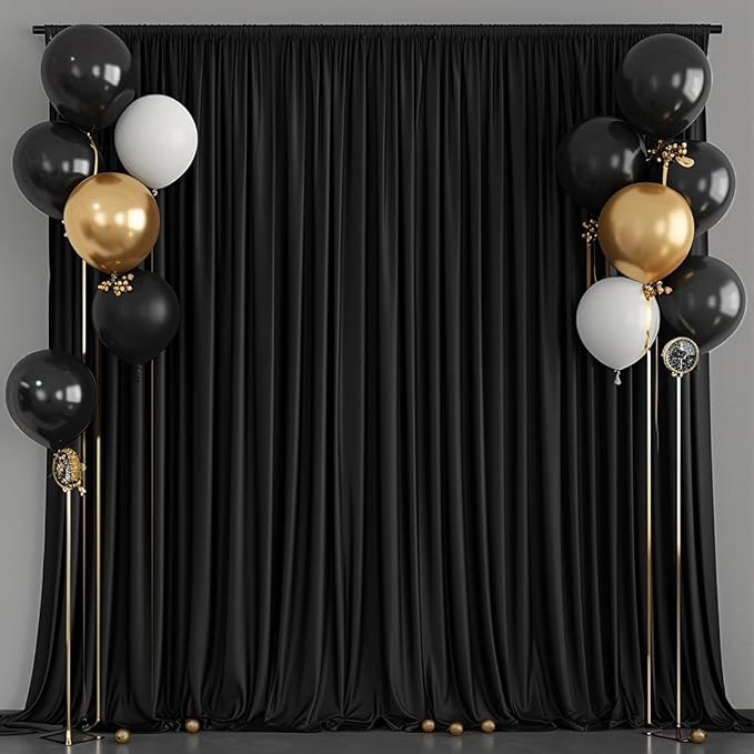 20x10ft Wrinkle Free Black Backdrop Curtain for Parties Soft Fabric Drapes Wedding Black Curtain Backdrop for Birthday Party Decorations Background for Photography 5x10ft, 4 Panels - Image 5