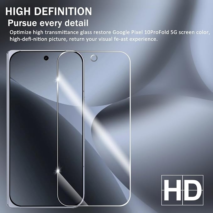 Screen Protector for Google Pixel 10 Pro Fold & Camera Lens Protectors [2+2 Pack] [Ultrasonic Fingerprint Unlock] [Case Friendly] [Bubble-Free] Tempered Glass For Pixel 10 Pro Fold - Image 6