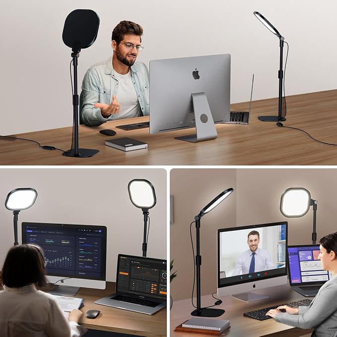 Video Conference Lighting for Zoom with Stand, 30 Modes, CRI>98 | Edge-lit Eye-care Full-screen Ring light, Dimmable with 360° Stand, Memory Func for Zoom, Video Calls, Live Streams, Webcam - Image 3