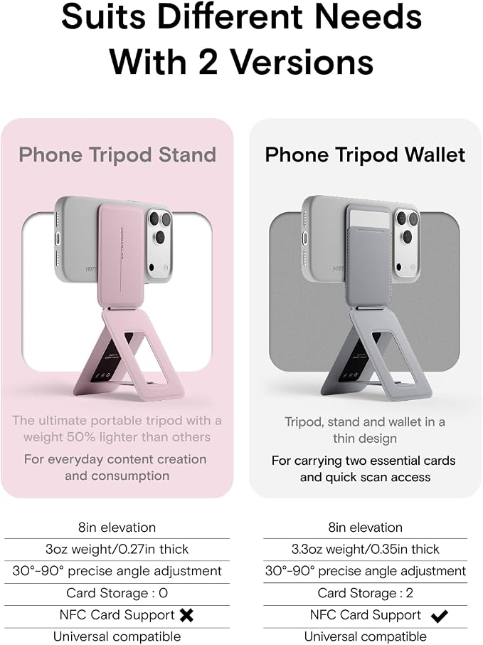 MOFT Phone Tripod Stand, Portable Selfie Stick for iPhone, Mulit-Angle | Pocket Size | Strong Magnets l MOVAS Leather | Magsafe Compatible | Easy to Charge | Stylish |For Content Creators - Image 2