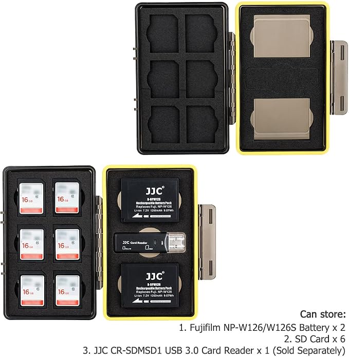 Fujifilm NP-W126 NP-W126S Camera Battery Memory Card Storage Case Holder for 6 SD Card + 2 Slots Battery, Fuji Camera Battery Box on X100VI X-T3 X-T30 X-T100 X100F X-A10 X-Pro2 X-Pro1 X-T2 X-T1 X-T20 - Image 4
