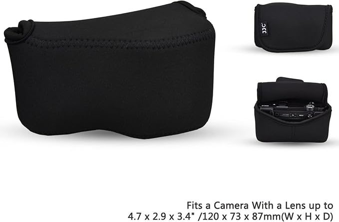 Neoprene Camera Case Pouch for Compact Camera + Lens Below 4.7x2.9x3.4" | w Anti-Lost Strap,Camera Bag for Leica DLUX8, XM5 w XF 23mm F2.8, ZV-E10 A6100 A6500 A6300 w E 16-50,LX100,M10 M w EF-M 22 F2 - Image 2