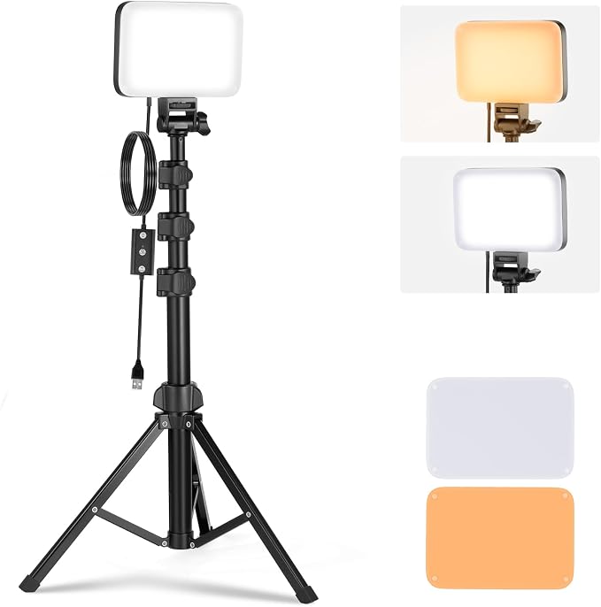 NEEWER Basics LED Video Light Panel Lighting Kit, Bi Color Dimmable Portable Studio Lights with Tripod Stand & Filters, 3200K~5600K CRI 95 750lux for Photography Video Recording Live Streaming, BP66 by Neewer