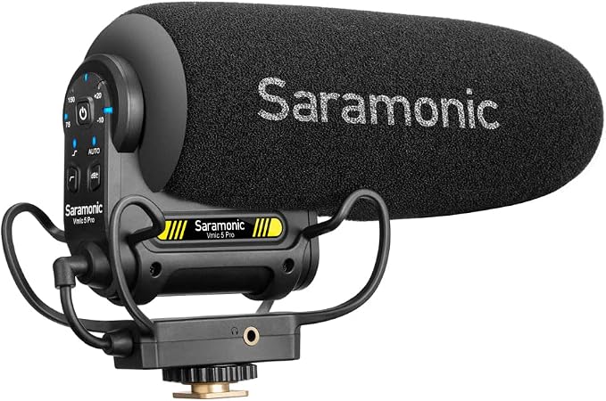 Saramonic Vmic5 Pro On-Camera Supercardioid Shotgun Microphone | 3-Stage Gain, 75/150Hz Filters, High-Freq Boost, Auto On/Off, Headphone Out, 120hr Battery by Saramonic