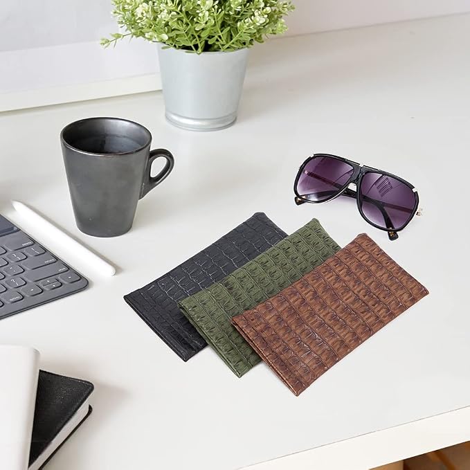 TRIUMPH VISION Eyeglass Case Glasses Case Soft Sunglass Pouch Sleeve 3 Pack | Slim Lightweight Alternative to Bulky Case, Leather Lined Protect Lens, Squeeze Easy to Use, Stylish Portable for Daily Use - Image 7