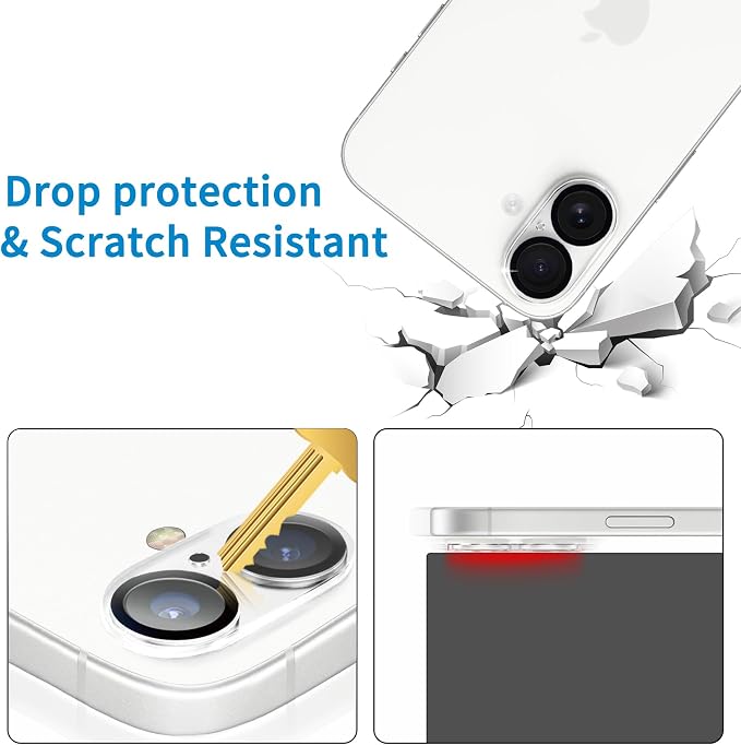 Dengduoduo 3 Pack Camera Lens Protector for iPhone 17, Tempered Glass, Ultra HD, 9H Hardness, Anti-Scratch, Case Friendly,[No Affect on Night Shots], Clear - Image 5