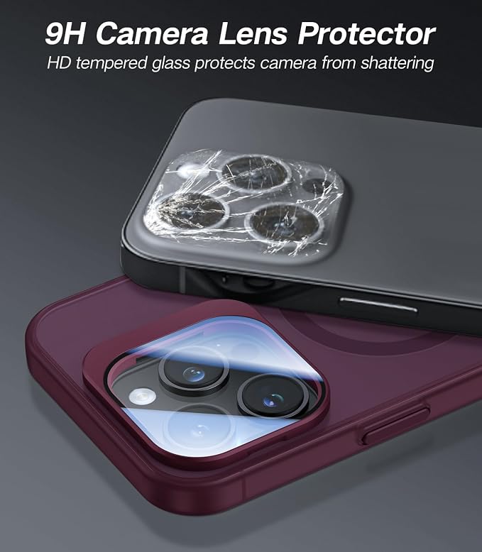 VOFATA for iPhone 15 Pro Max Case with Camera Cover Stand [Built-in 9H Camera Lens Protector][Fit for Magsafe] Military Grade Shockproof Translucent Matte Magnetic Phone Case 6.7", Red - Image 2