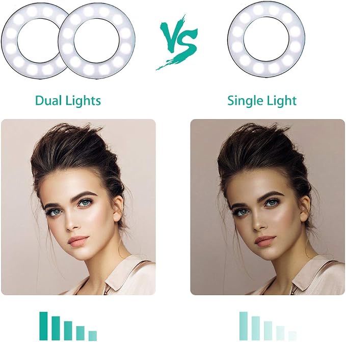 NexiGo 3.5 Inch Dual Selfie Ring Light with Moible Phone & Webcam Holder, 3-Light Modes, 10 Brightness Levels, LED Ringlight with Tripod Stand, for Live Streaming Makeup Video Conference - Image 2