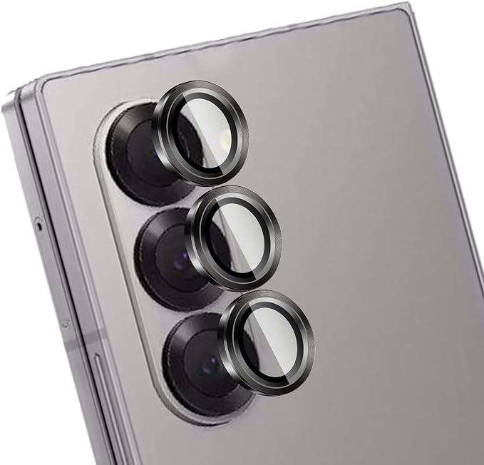 Camera Lens Protector for Samsung Galaxy Z Fold 6,1 Pack | Tempered Metal Glass Camera Cover Film,HD Clear,Anti-Scratch Lens Screen Protector Film,Case Friendly,Black Titanium by Unknown