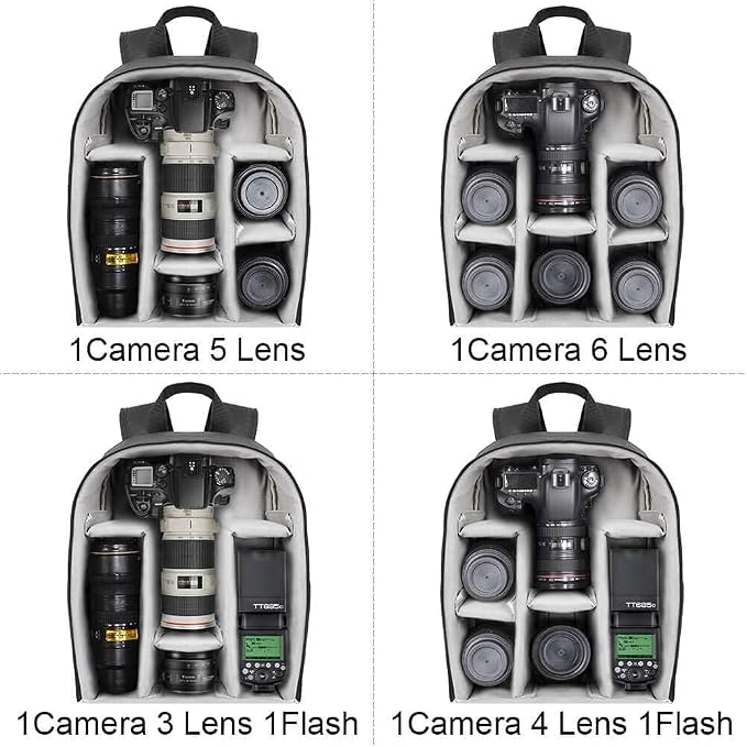 Cwatcun Camera Backpack, Water-resistant DSLR SLR Bag for Canon/Nikon/Sony | Professional for SLR DSLR Mirrorless Camera Bag Case And Lens And1DSLR body+3-5 lenses+flash+tripod+14" iPad. - Image 5
