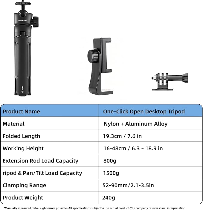 One-Click Mini Desktop Tripod for Camera, Phone & Action Cam | Adjustable Foldable Stand for Streaming, Zoom Meetings, Vlog Recording & Content Creation - Image 4